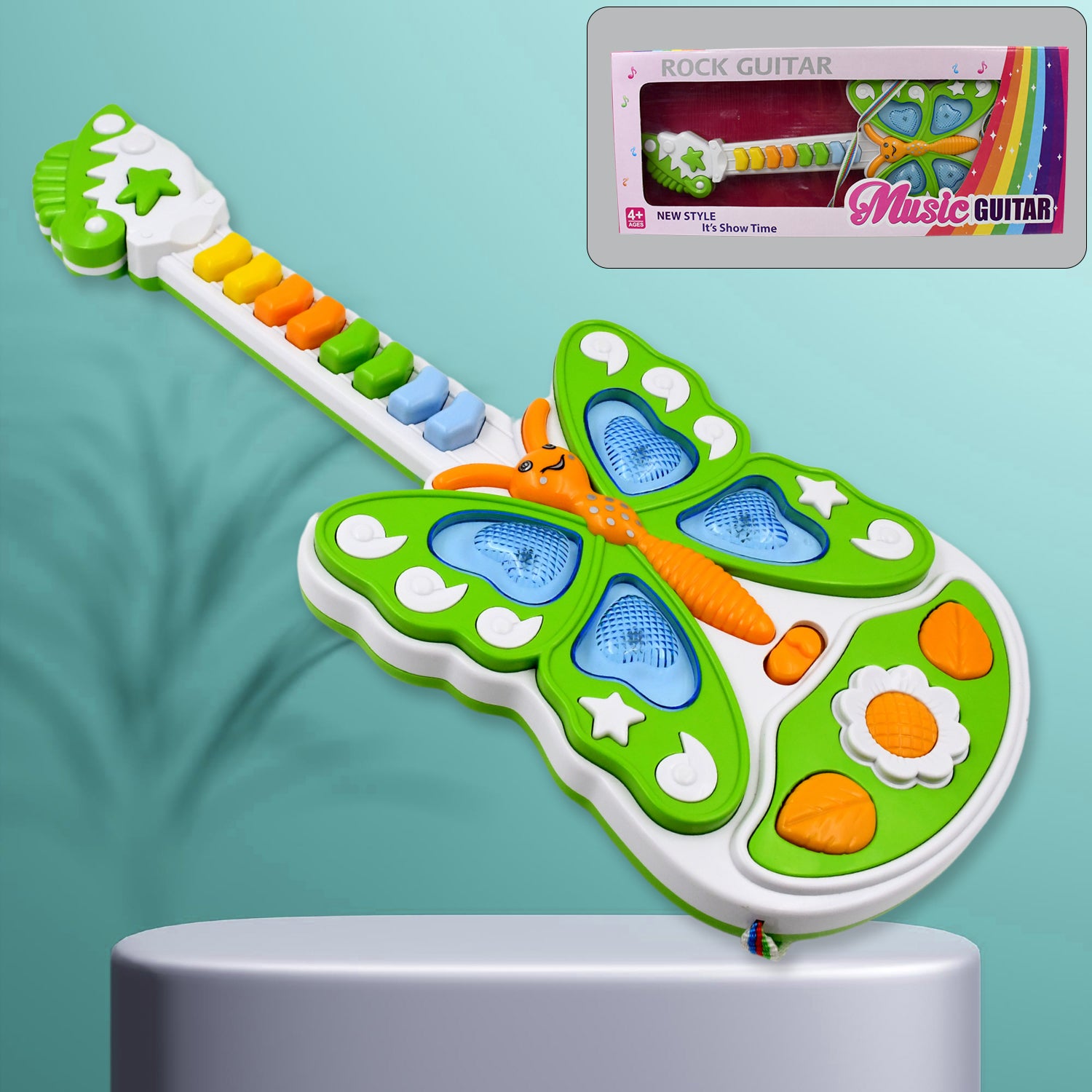 Butterfly Guitar Toy With Light And Music Toy (1 Pc  Battery Not Included) Butterfly Guitar Toy With Light And Music Toy (1 Pc  Battery Not Included)